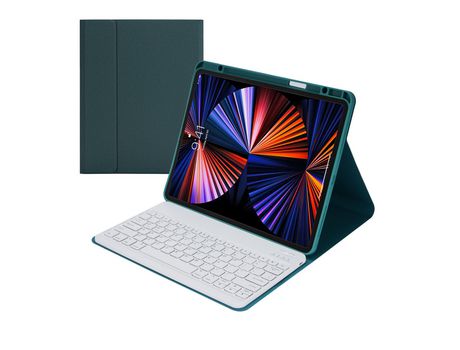Carcasa y Teclado Bluetooth YIMGOTTA Hk132B para iPad Pro12.92021/2020/2018 (Inglés - Verde)