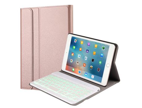 Carcasa y Teclado Bluetooth YIMGOTTA 1027D para iPad Mini1/2/3 (Inglés - Rosa)