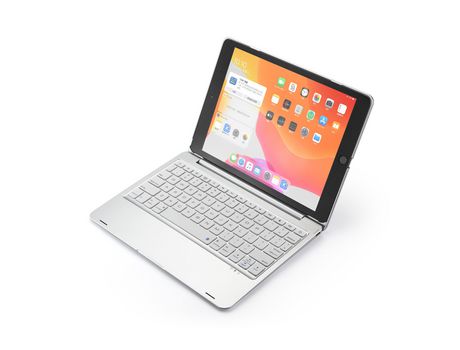 Carcasa y Teclado Bluetooth YIMGOTTA F102B para iPad 10.22021/2020/2019/iPad Air 10.5/iPad Pro10.5 (Inglés - Prata)
