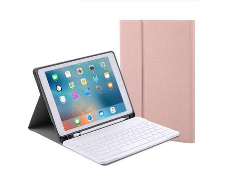 Carcasa y Teclado Bluetooth YIMGOTTA Rk508 para 2018&2017/iPad Pro9.7/Air2/Air (Inglés - Rosa)