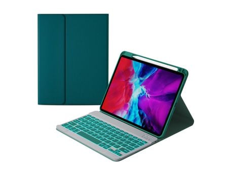 Carcasa y Teclado Bluetooth YIMGOTTA Hk-109D para iPad Air4 2020 10.9/iPad Pro112021/2020/2018 (Inglés - Verde)