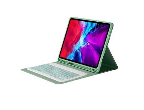 Carcasa y Teclado Bluetooth YIMGOTTA Ps11 para iPad Air4 2020 10.9/iPad Pro112021/2020/2018 (Inglés - Verde)
