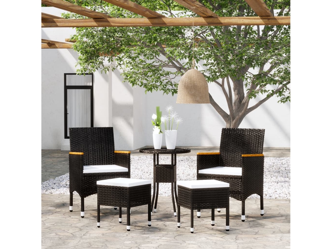 5 Piezas Conjunto Lounge De Jardim Vime Pe Preto Dkd Decoración Del Hogar