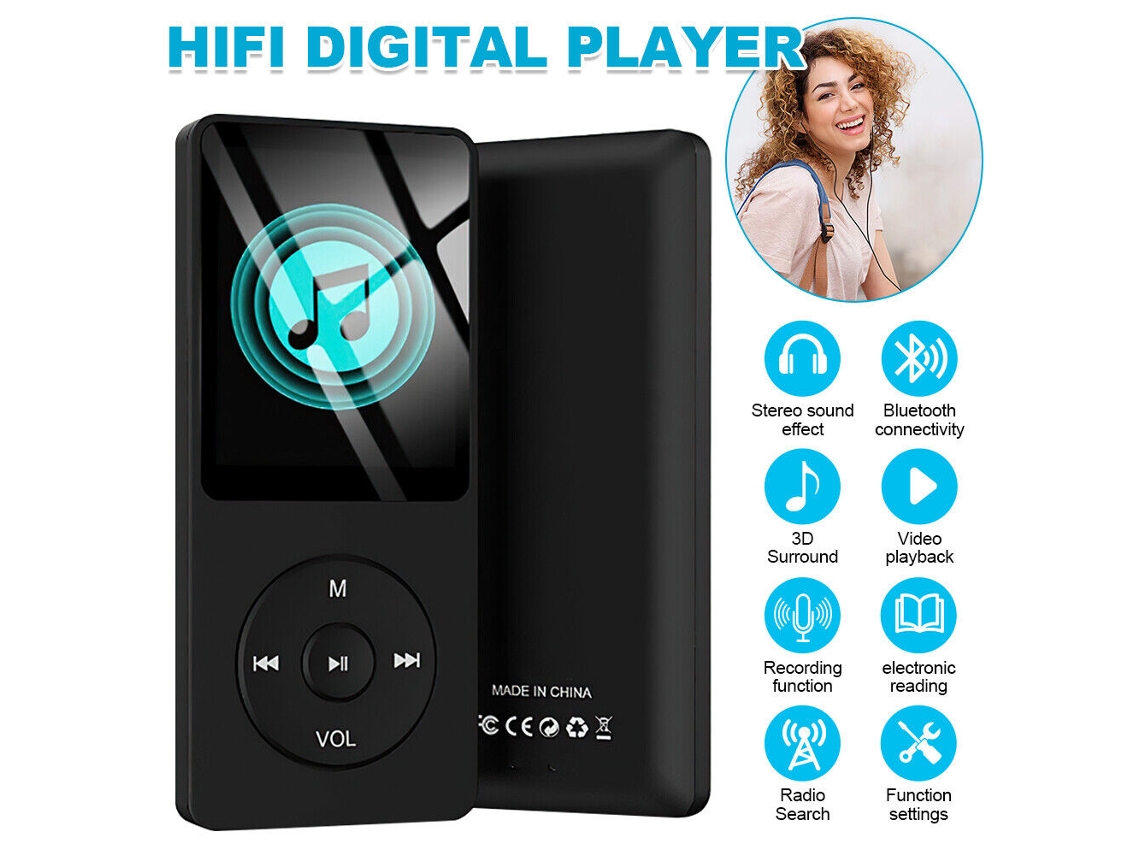 Bluetooth Mp3 Mp4 Player Lcd Música Vídeo Mídia Rádio Fm Gravador Sem Perdas
