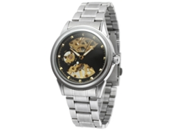 Reloj Mecánico Para Hombre, Resistente Al Agua Hasta 30 M, Con Esfera Calada Y Caja Plateada.