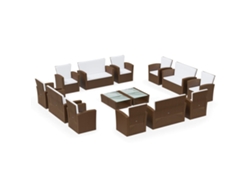 Maison Exclusive - Set Muebles De Jardín 16 Pzas Y Cojines Ratán Sintético Marrón