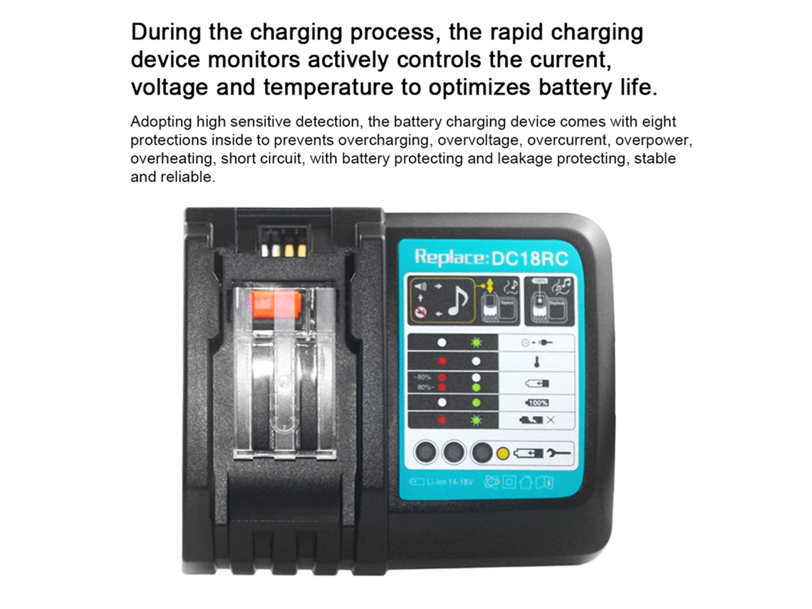 Cargador De Baterías De Litio De 100-240 V Con Carcasa Moldeada Por Inyección Para Baterías De 14,4-18 V.