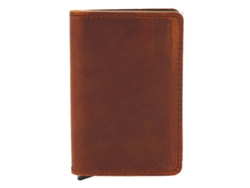 Cartera Delgada Para Hombre Con Clip Para Billetes, Sistema Antirrobo Electrónico, Material De Alta Calidad, Color Marrón.