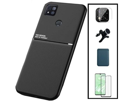 Kit Funda Magnetic Lux, Magnetic Wallet Azul, 5D Full Cover, Protector de Cámara Trasera y Soporte Magnético de Coche Reforzado Xiaomi Poco C31 PHO...