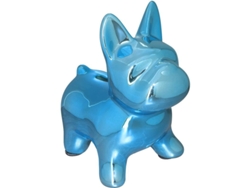 Hucha Decorativa De Cerámica Con Forma De Perro Bulldog Para Niños, Con Tapa De Goma (azul)