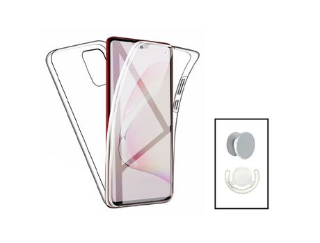 Kit Case 3X1 360° Impact Protection + 1 Gripholder + 1 Gripholder Blanco para Xiaomi Poco X5 Transparente/Blanco PHONECARE