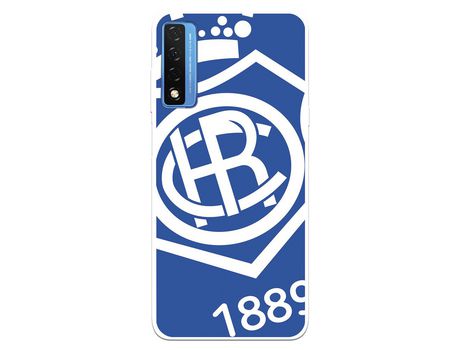 Carcasa para TCL 20 5G Del Real Club Recreativo De Huelva Escudo Fondo Azul Licencia Oficial Real Club Recreativo De Huelva TCL Transparente