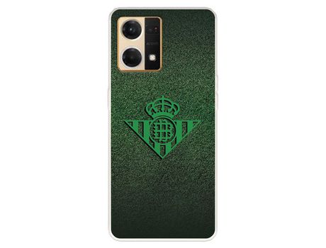 Carcasa para OPPO Reno 7 4G Del Real Betis Balompié Escudo Verde Fondo Trama Licencia Oficial Real Betis Balompié OPPO Transparente