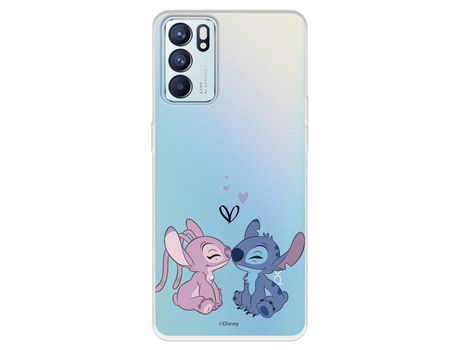 Carcasa para OPPO Reno6 Oficial De Disney Angel & Stitch Beso Lilo & Stitch OPPO Transparente
