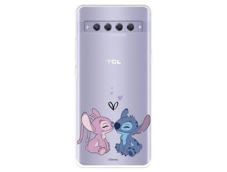 Carcasa para TCL 10 Plus Oficial De Disney Angel & Stitch Beso Lilo & Stitch TCL Transparente