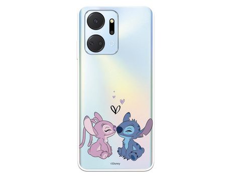 Carcasa para HUAWEI Honor X7A Oficial De Disney Angel & Stitch Beso Lilo & Stitch HUAWEI Transparente