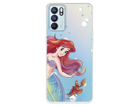 Carcasa para OPPO Reno6 Oficial De Disney Ariel Y Sebastián Burbujas La Sirenita OPPO Transparente