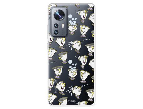 Carcasa para XIAOMI 12 Pro Oficial De Disney Chip Potts Siluetas La Bella Y La Bestia XIAOMI Transparente
