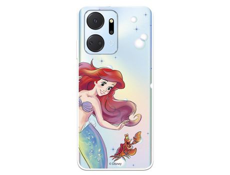 Carcasa para HUAWEI Honor X7A Oficial De Disney Ariel Y Sebastián Burbujas La Sirenita HUAWEI Transparente