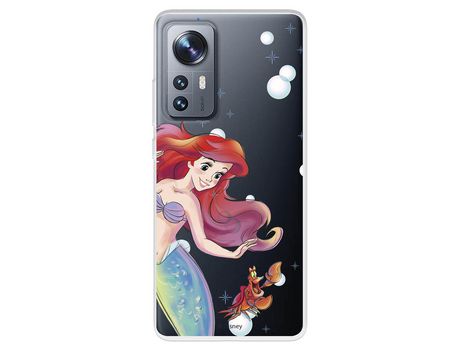 Carcasa para XIAOMI 12 Pro Oficial De Disney Ariel Y Sebastián Burbujas La Sirenita XIAOMI Transparente