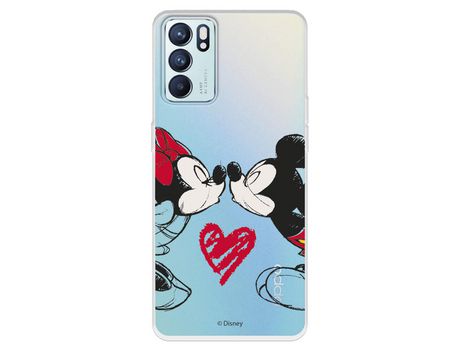 Carcasa para OPPO Reno6 Oficial De Disney Mickey Y Minnie Beso Clásicos Disney OPPO Transparente