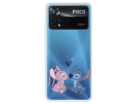 Carcasa para XIAOMI Poco X4 Pro Oficial De Disney Angel & Stitch Beso Lilo & Stitch XIAOMI Transparente