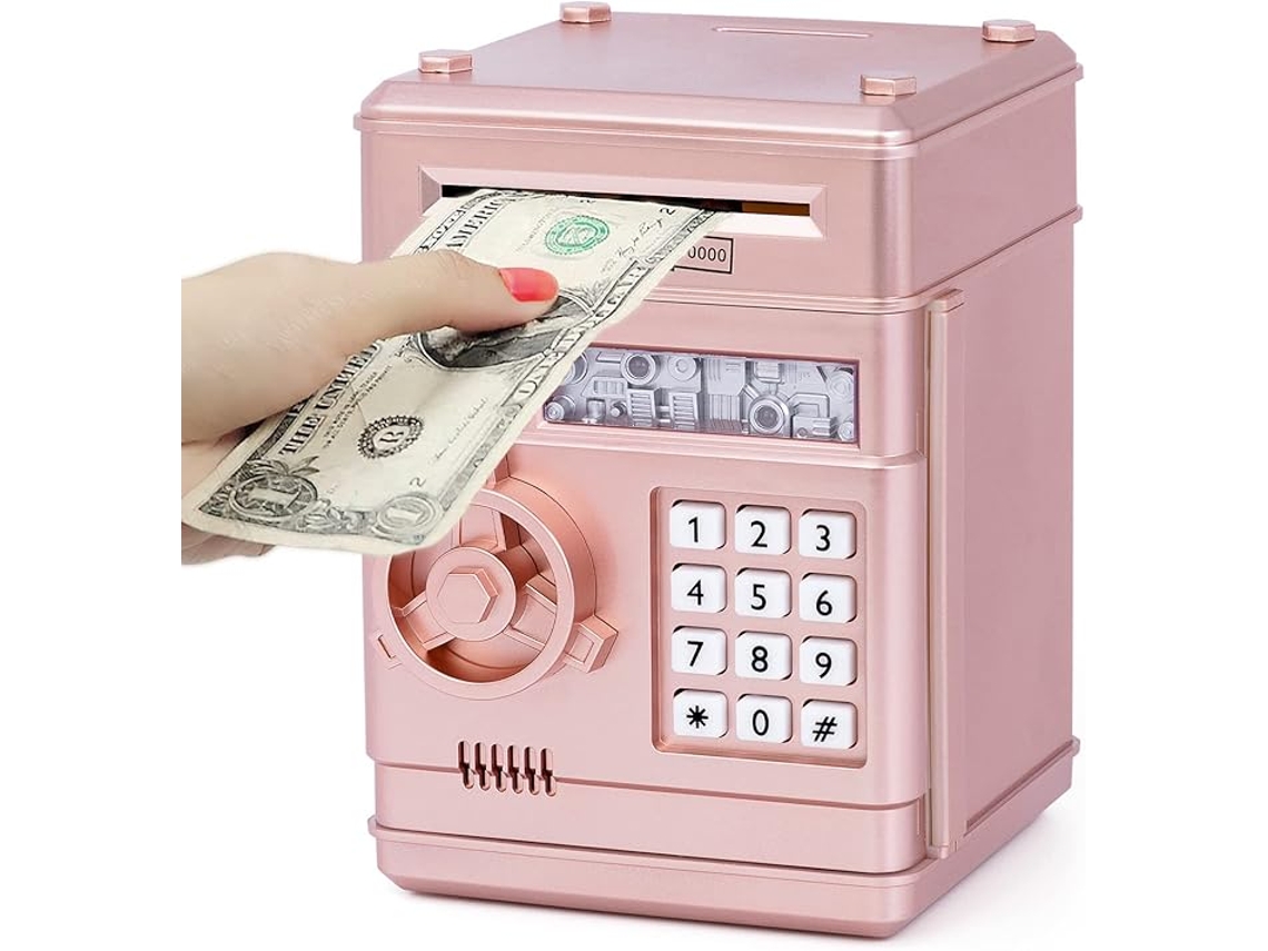 Caja fuerte electrónica rosa ZYBLSSBB con contraseña para niños de 3 a 7 años.