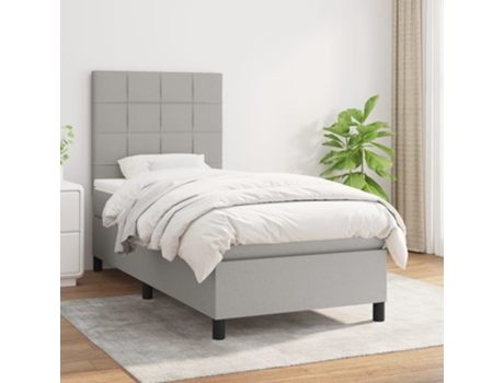 Cama con somier VIDAXL (Gris - Tela - 203 x 90 x 128 cm)
