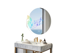 Espejo de baño, conectividad Bluetooth, función antivaho, 80 cm (32 pulgadas), aluminio.