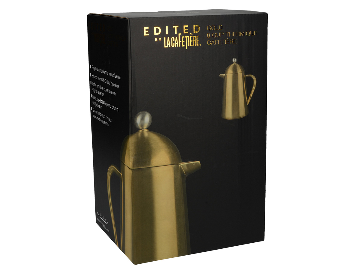 La Cafetière – cafetera aislada para 8 tazas estilo prensa francesa acero inoxidable brushed gold 18 botella thermique 1l