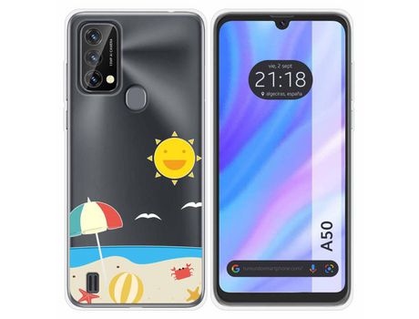 Carcasa para Blackview A50 TUMUNDOSMARTPHONE Dibujos Transparente Playa Multicolor
