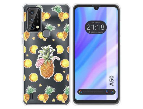 Carcasa para Blackview A50 TUMUNDOSMARTPHONE Dibujos Transparente Piña Multicolor