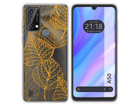 Carcasa para Blackview A50 TUMUNDOSMARTPHONE Dibujos Transparente Hojas Multicolor