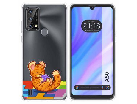 Carcasa para Blackview A50 TUMUNDOSMARTPHONE Dibujos Transparente Leopardo Multicolor