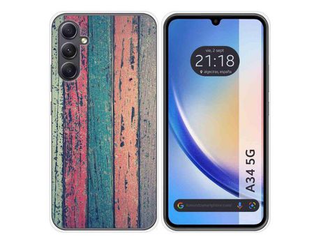 Carcasa para Samsung Galaxy A34 5G TUMUNDOSMARTPHONE Dibujos Madera 10 Multicolor