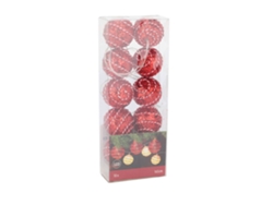 10 luces LED navideñas con bolas decorativas en rojo y blanco Wellhome
