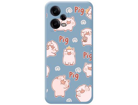 Carcasa para Xiaomi Redmi Note 12 Pro+ Plus 5G TUMUNDOSMARTPHONE Silicona Líquida Dibujos Cerdos Azul