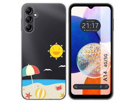 Carcasa para Samsung Galaxy A14 4G / 5G TUMUNDOSMARTPHONE Dibujos Transparente Playa Multicolor