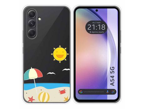 Carcasa para Samsung Galaxy A54 5G TUMUNDOSMARTPHONE Dibujos Transparente Playa Multicolor