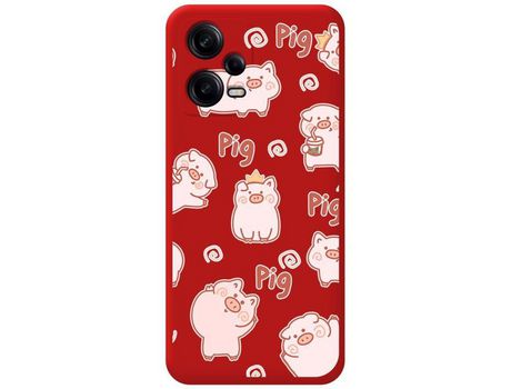 Carcasa para Xiaomi Redmi Note 12 Pro+ Plus 5G TUMUNDOSMARTPHONE Silicona Líquida Dibujos Cerdos Rojo