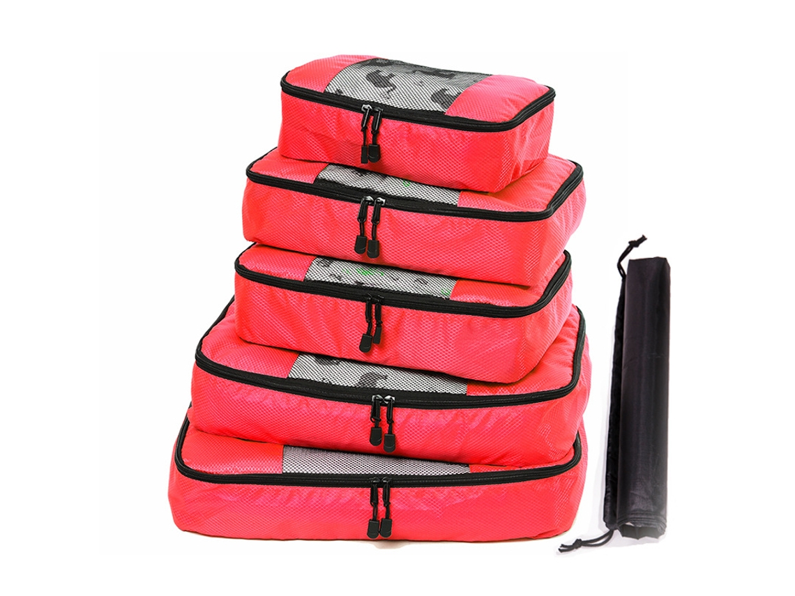 Juego De 6 Bolsas De Almacenamiento De Equipaje De Viaje Con Neceser Y Bolsa Para Zapatos CHRUI Red