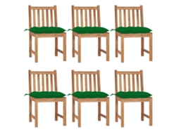 Sillas de jardín DKD Home Decor de 6 piezas con cojines, madera maciza de teca