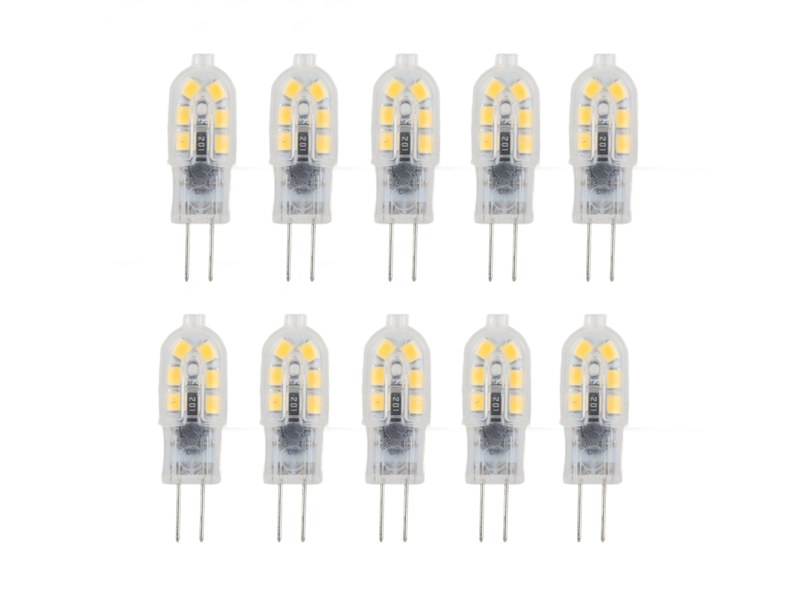 2026-10 Pack Bombilla Led G4 2835 Transparente 220v Luz Cálida 2700k Para Caravana Armario Paisaje