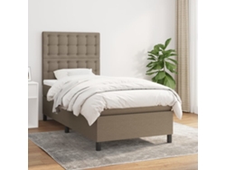 Cama Box Spring Con Colchón Tela Gris Taupe 100x200 Cm