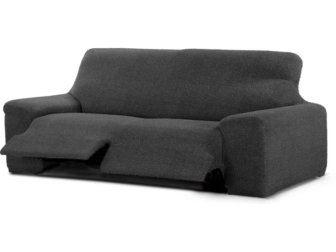 Funda Multielástica para Sofá Relax de 3 Plazas con 2 Asientos MILICA Spongy Negro