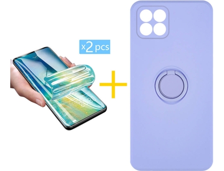 Carcasa + 2 Protectores de Pantalla para Huawei P40 Lite ACCETEL Morado Lila