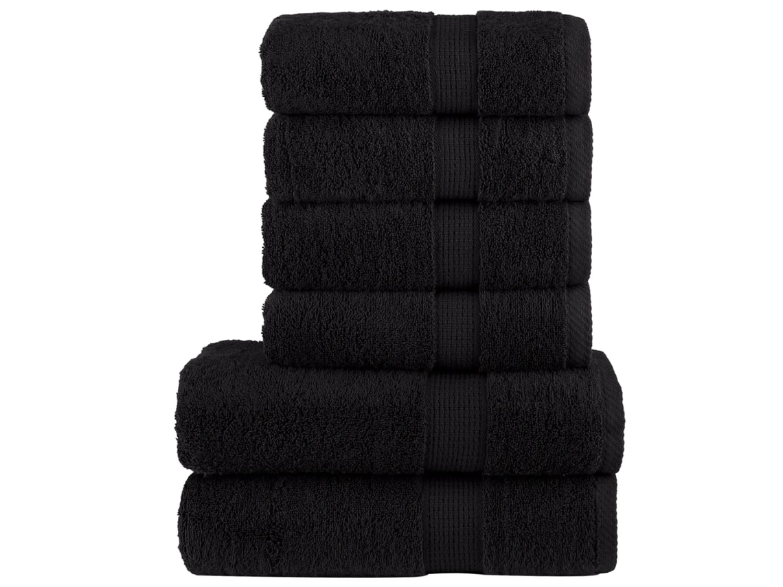 Juego De Toallas Premium Solund 6 Unidades Negro 600 Gsm Wsd383377