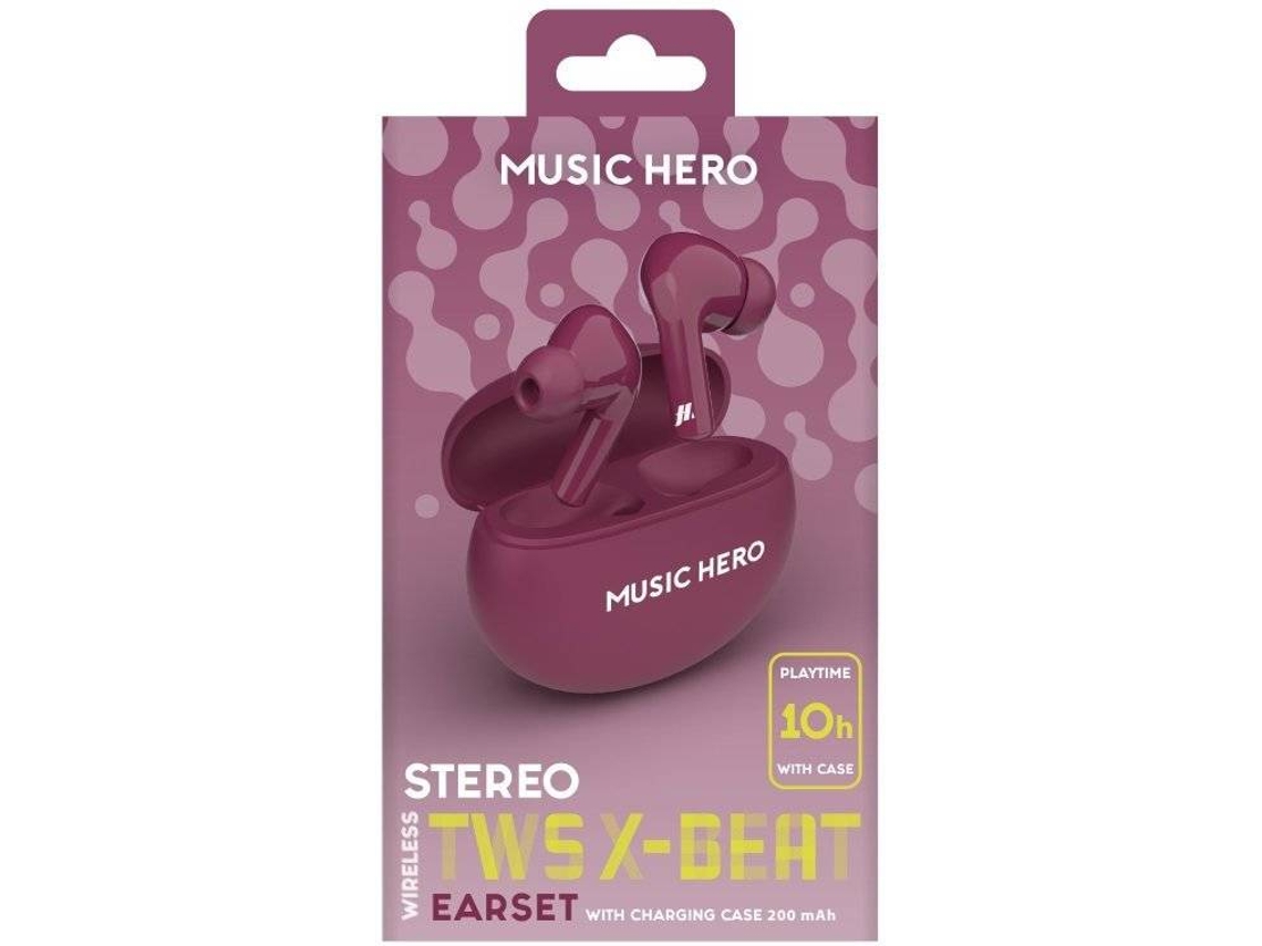 Auriculares Bluetooth TWS X-BEAT MUSIC HERO (In Ear - Morado)