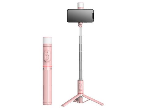 Selfie Stick CHRONUS Inalámbrico portátil Bluetooth con mando a distancia Rosa