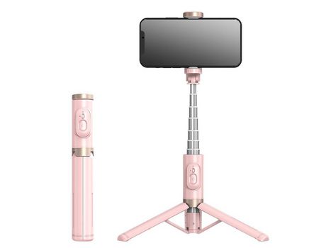 Selfie Stick CHRONUS Inalámbrico portátil Bluetooth con mando a distancia Rosa